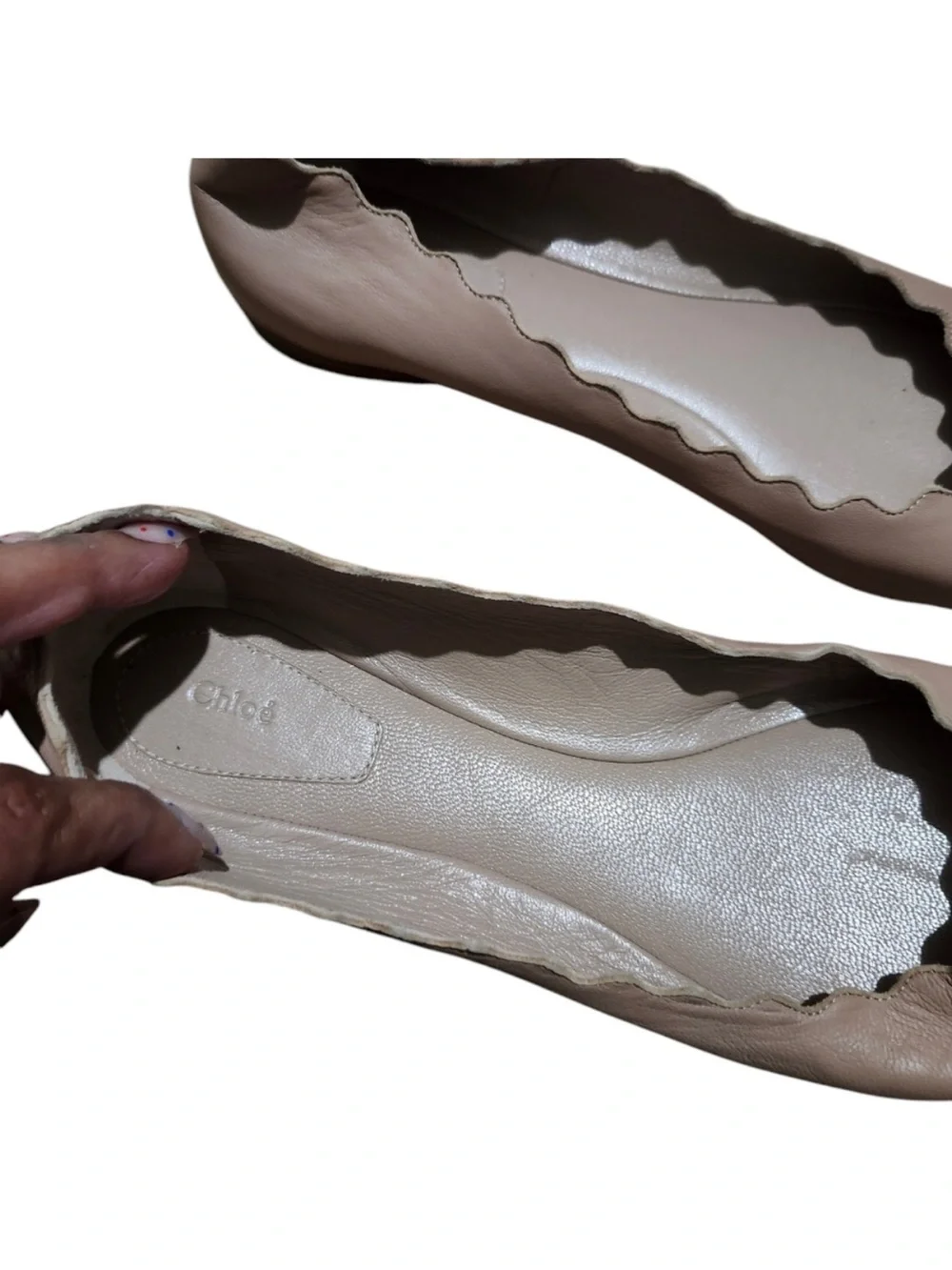 Chloe Scalloped Ballet Flats - Light Taupe